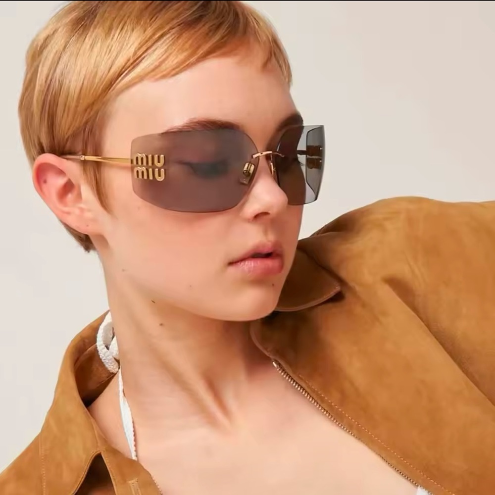 Miu Miu Gold and Brown Sunglasses